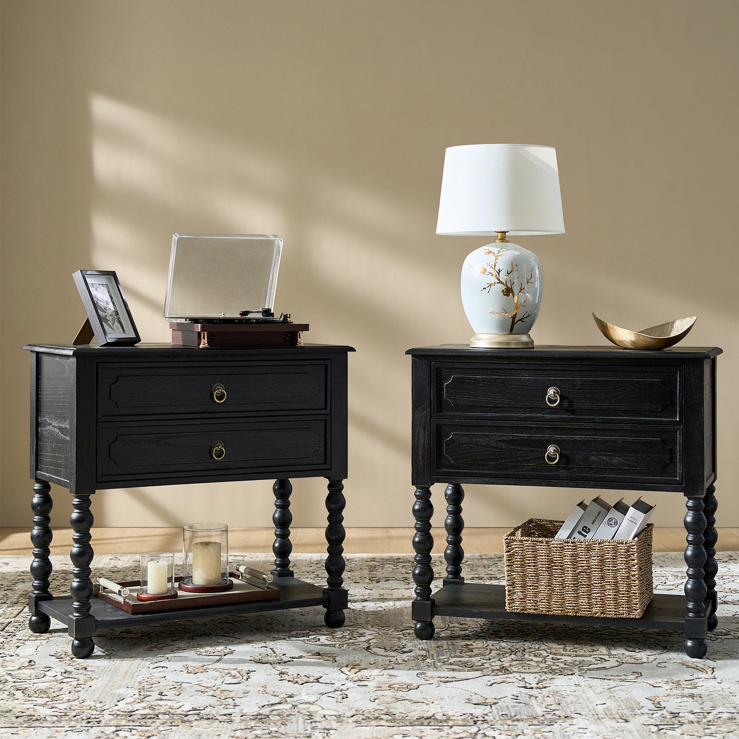 Multi-Functional Wooden Nightstand with USB Charging Port & Open Shelf - Modern Bedside Table for Bedroom, Living Room, or Office (Multiple Styles Available)