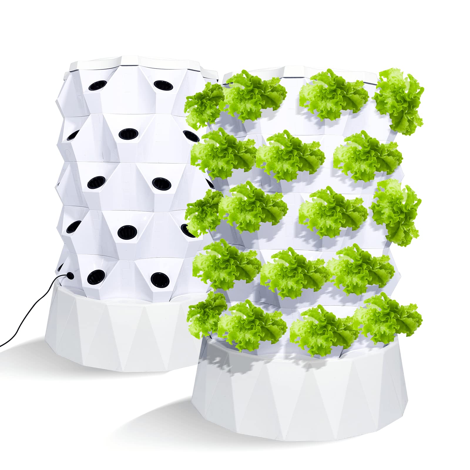 40-Pot Hydroponic Tower System - Indoor/Outdoor Aeroponic Garden Kit for Herbs, Fruits & Vegetables - Includes Pump, Adapter, Seeding Bed & Net Pots - Perfect for Home Gardening, Urban Farming & Sustainable Agriculture