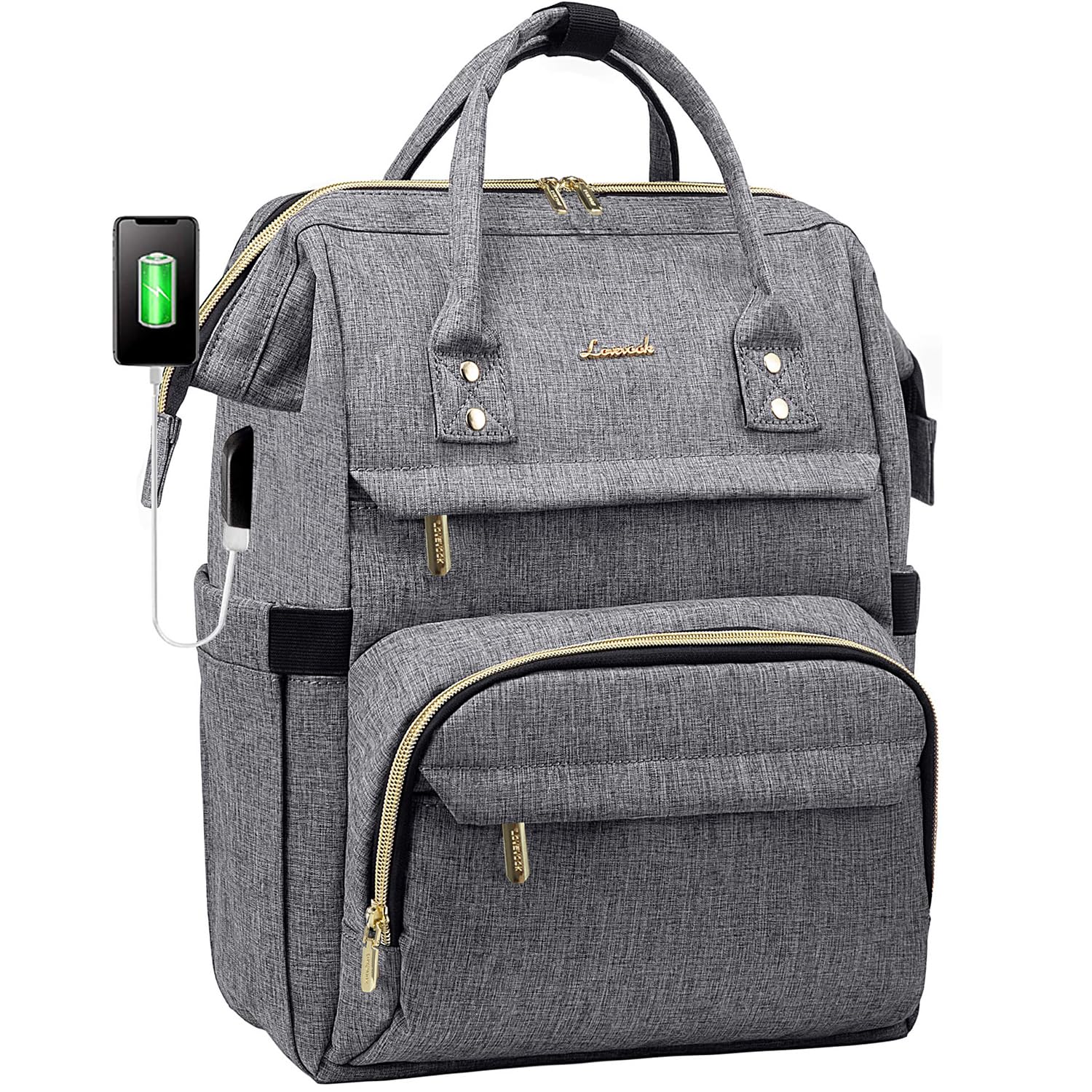 LOVEVOOK 15.6 Inch Laptop Backpack for Women - Waterproof Anti-Theft Work Backpack with USB Charging Port - Perfect for College, Office, Travel & Commuting - Teacher Nurse Professional Bag in Grey