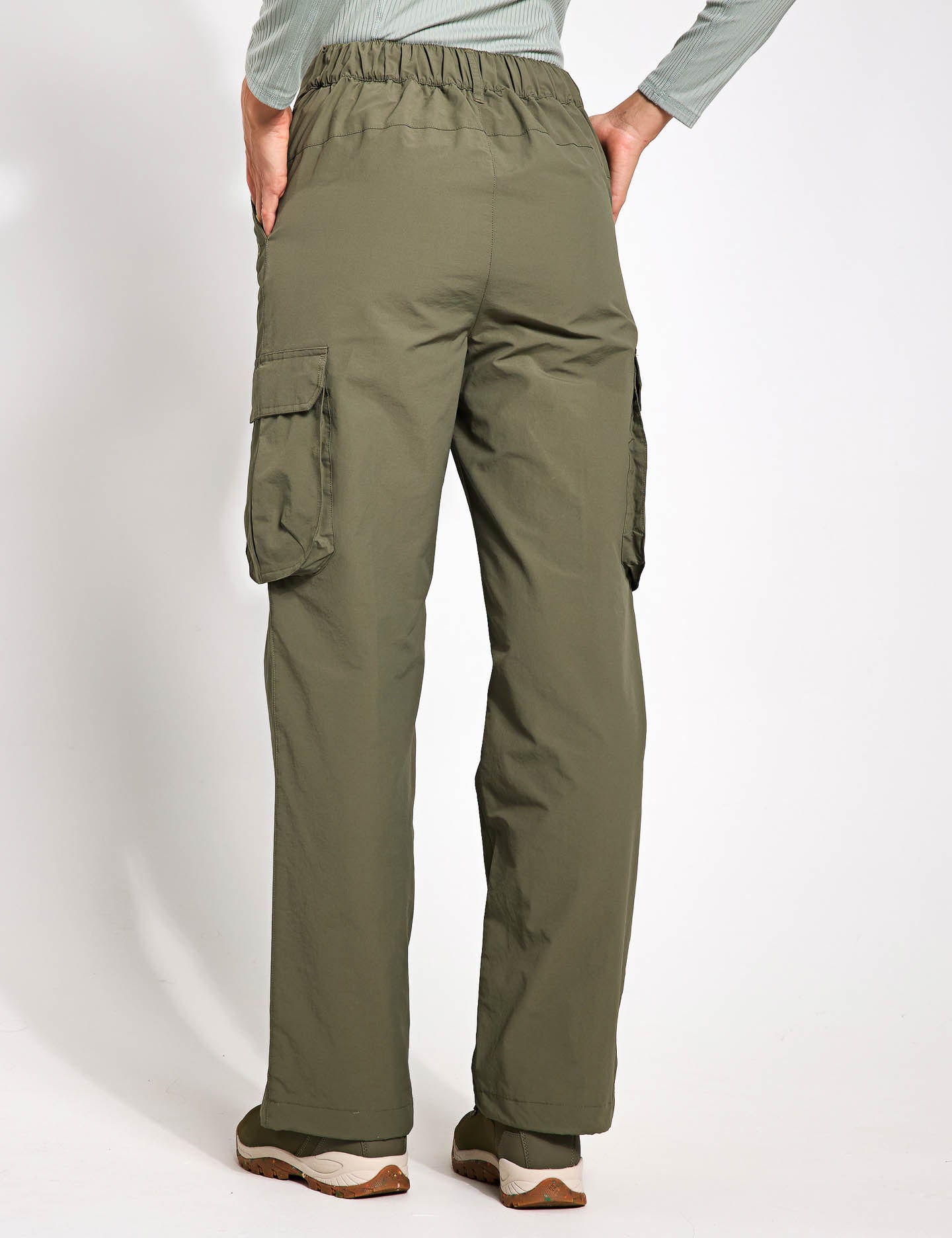 Stormwear Cargo Wide Leg Pants for Women - Dark Khaki Casual Trousers | High Waisted Comfortable Work Pants for Outdoor, Travel & Everyday Wear