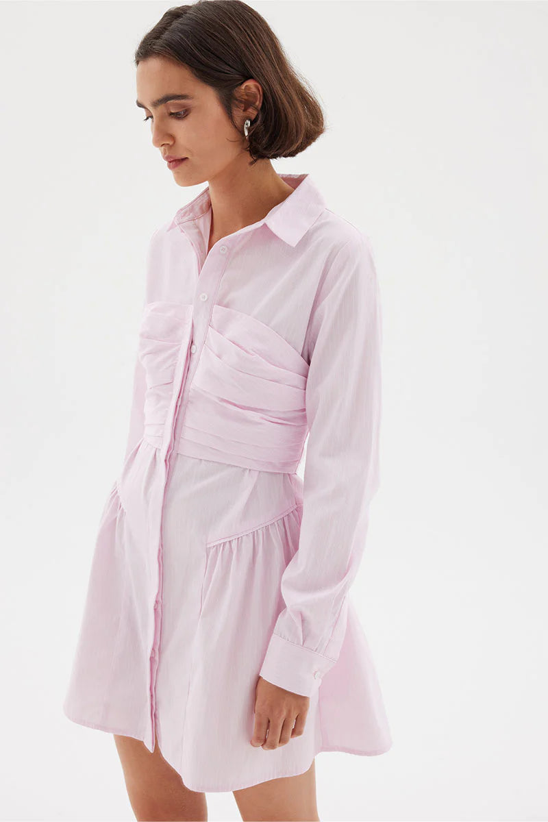 Evermore Corset Shirt Dress for Women - Elegant & Comfortable Musk Floral Print - Perfect for Office, Date Night & Casual Outings