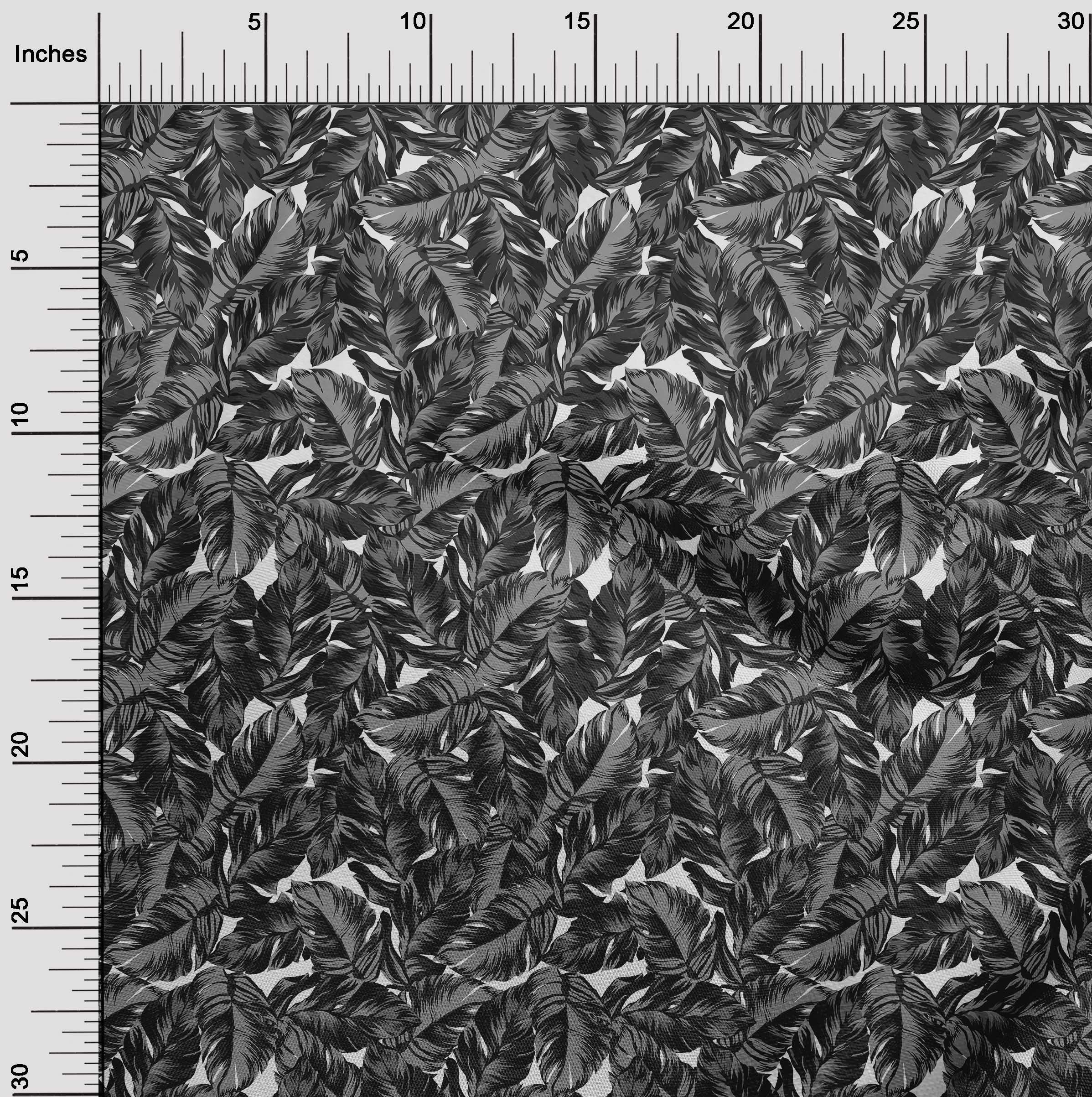 oneOone Viscose Jersey Black Tropical Leaf Print Fabric by The Yard - 60 Inch Wide Soft Drapey Material for Summer Dresses, Skirts & DIY Fashion Projects (Style #169)