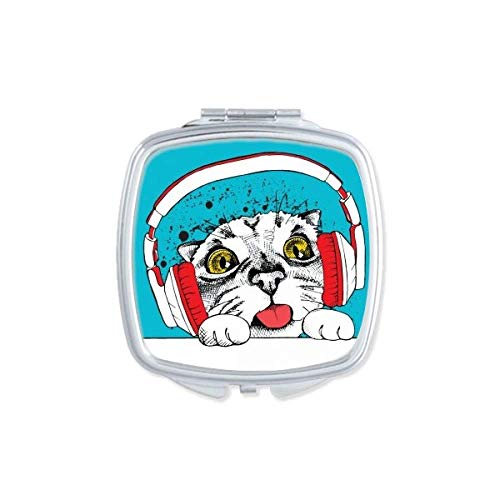 DIYthinker Red Cat Ear Headphones - Cute White Cat Design, Animal Lover Gift, Portable Compact Mirror with Double-Sided Glass for Makeup & Travel (Perfect for Cosplay, Gifts, and Pet Lovers)