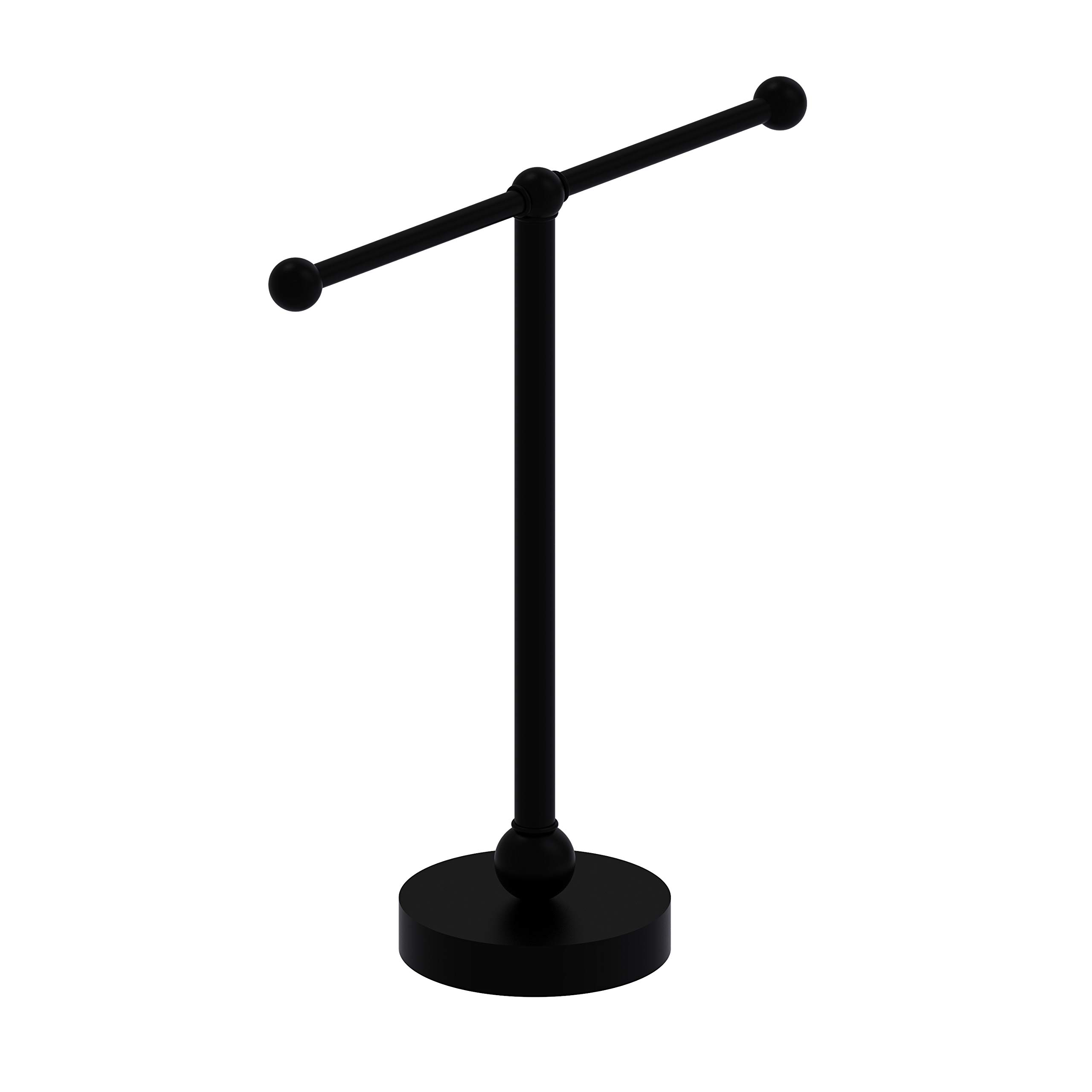 Allied Brass GL-52-BKM Matte Black 2-Arm Bathroom Towel Holder - Modern Vanity Top Guest Towel Rack for Powder Room, Guest Bath & Luxury Hotel Decor