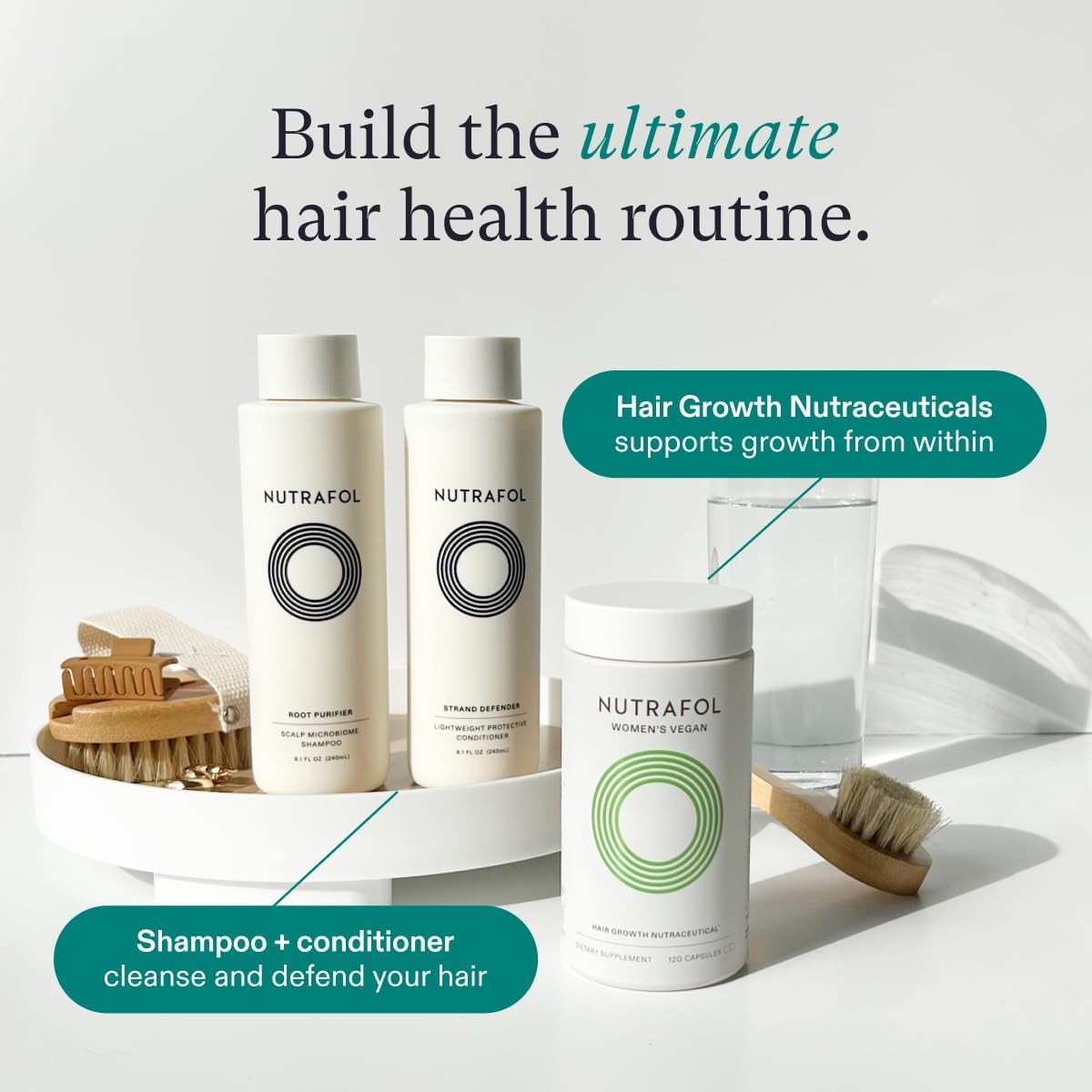 Nutrafol Women's Hair Growth Supplements for Thicker, Stronger Hair - Clinically Tested, 100% Vegan, Dermatologist Recommended (2 Month Supply) - Ideal for Women 18-44 Years Old to Boost Hair Health at Home & Work