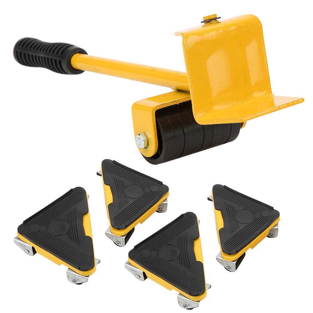5Pcs Heavy Duty Furniture Mover & Lifter Kit - Universal Wheel Transport Shifter with 4 Sliders - Portable Removable Tool Set for Sofa, Bed, Refrigerator Moving - Perfect for Home, Office & Warehouse Relocation