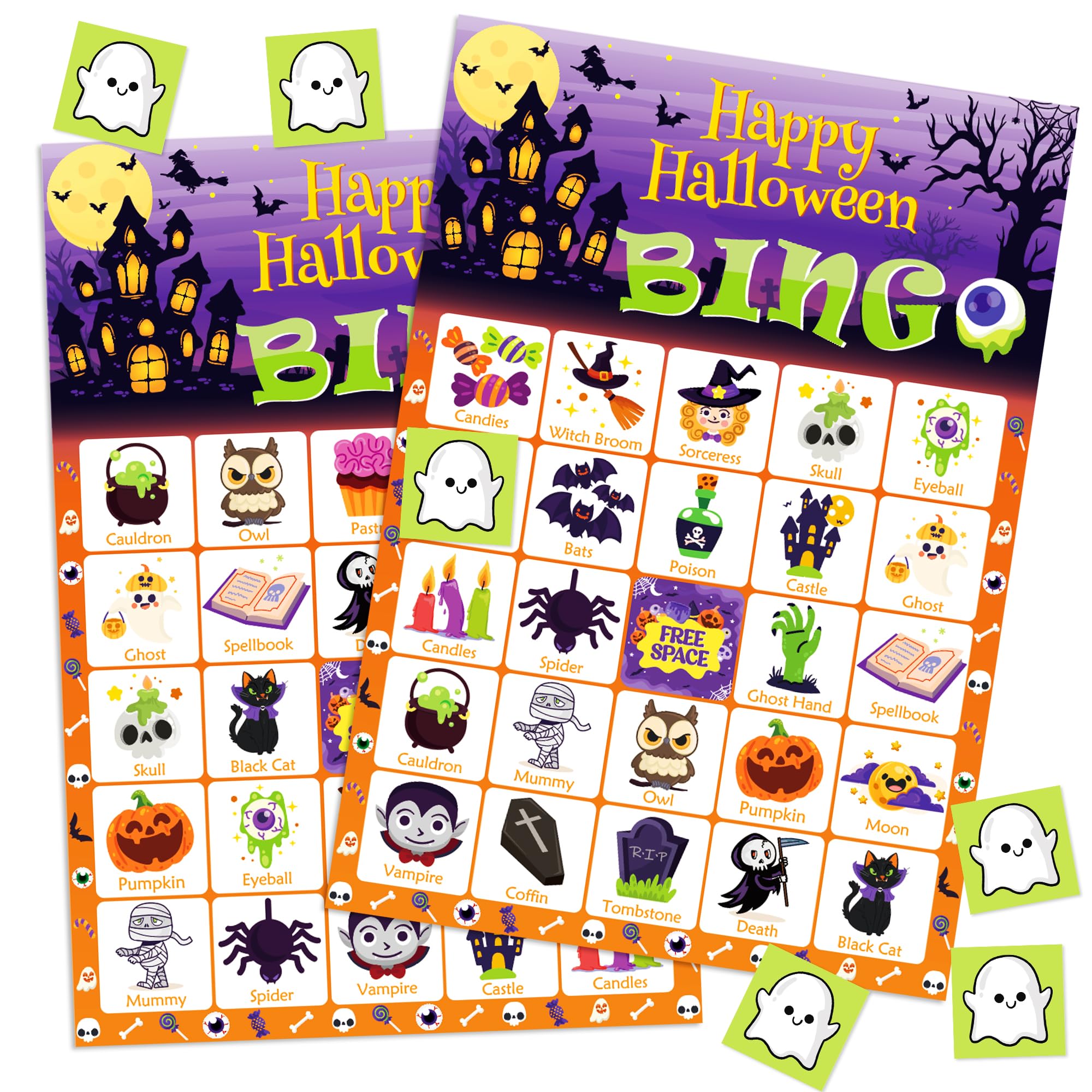Halloween Bingo Game for Kids - 24 Players Party Supplies | Family Halloween Party Activities & Crafts