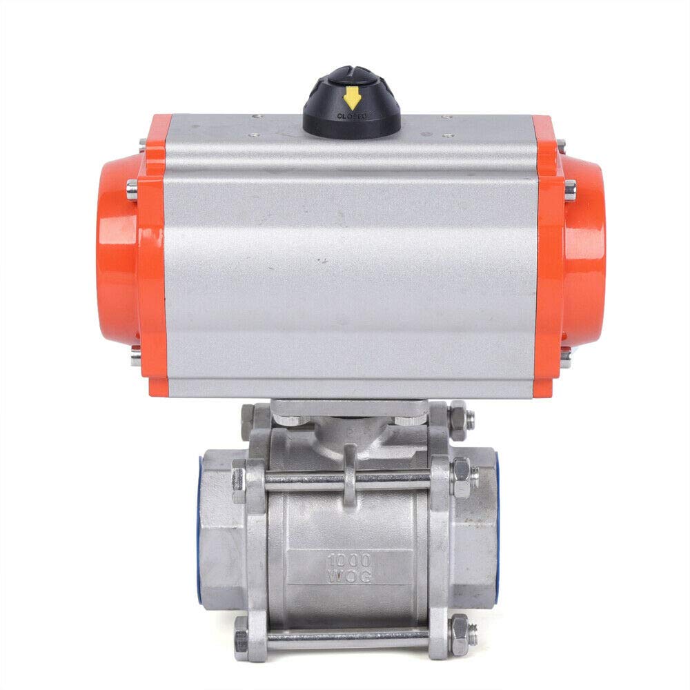 2-Inch 3-Piece Single-Acting Pneumatic Air Actuated Stainless Steel Steam Ball Valve - 1000 PSI, Ball Check, for Automatic Control Systems - Ideal for Industrial Steam Lines, HVAC Systems, and Process Automation