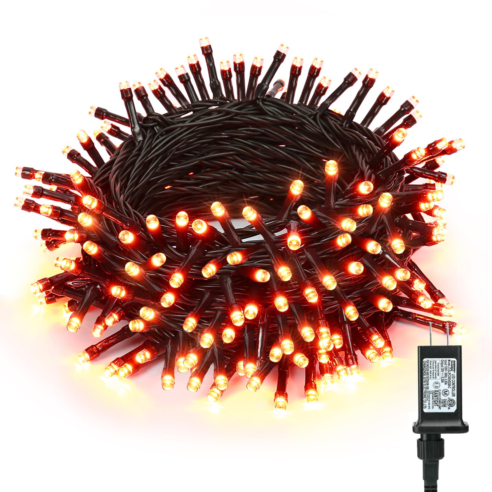 BrizLabs 78.74ft 240 LED Orange String Lights - Waterproof Halloween & Christmas Outdoor Decor with 8 Lighting Modes, Connectable Plug-in Mini Lights for Trees, Parties, and Home Decoration