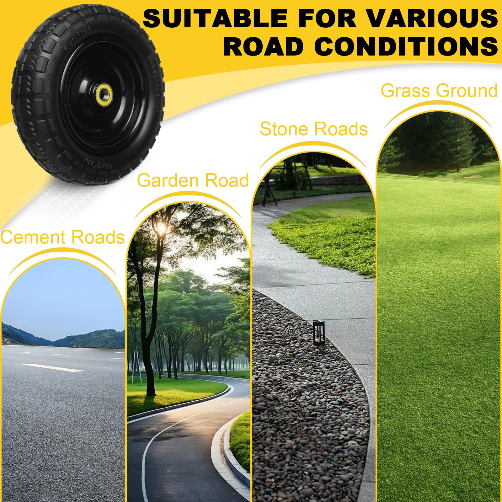 13 Inch Solid Rubber Tires 4.00-6 with 5/8