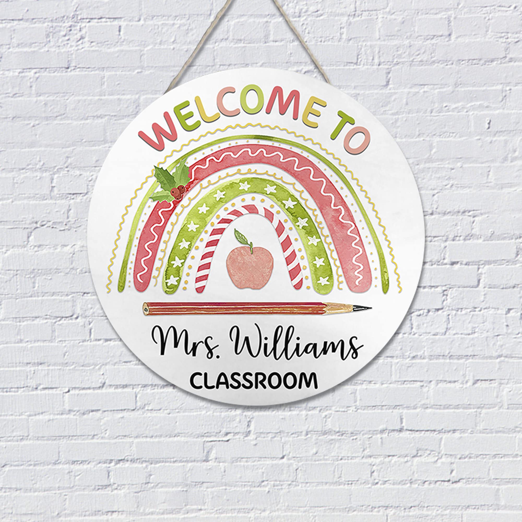 Personalized Teacher Name Signs - Boho Rainbow Classroom Door Decor for School & Teacher Appreciation Gifts