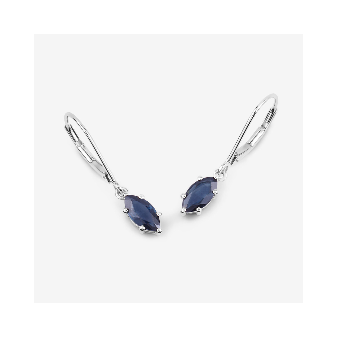10K Gold Genuine Blue Sapphire Dangle Earrings for Women - Elegant Drop Earrings for Weddings, Parties & Special Occasions