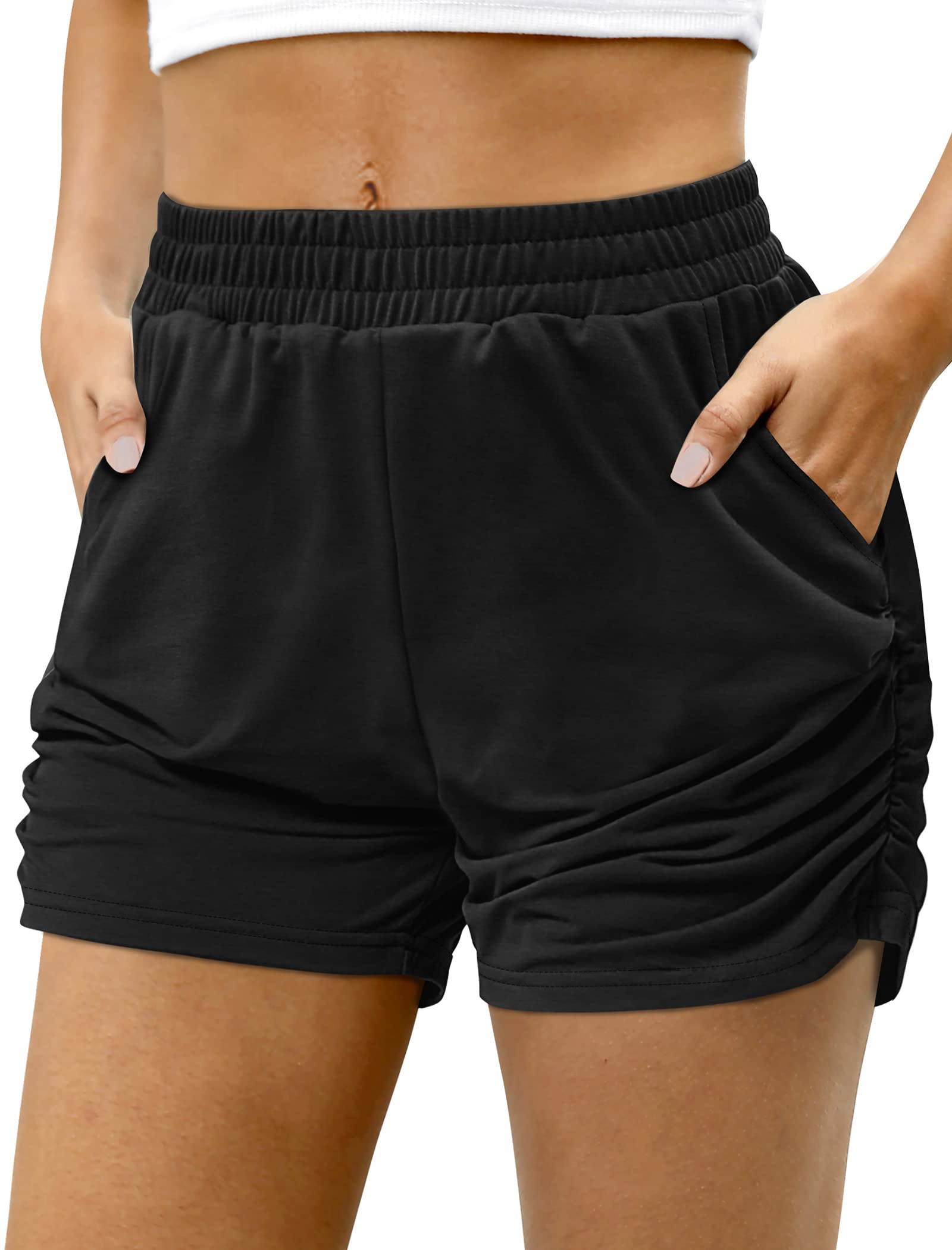 Aloodor Women's Casual Summer Athletic Shorts with Pockets - Comfortable Workout & Lounge Shorts for Running, Yoga, and Everyday Wear