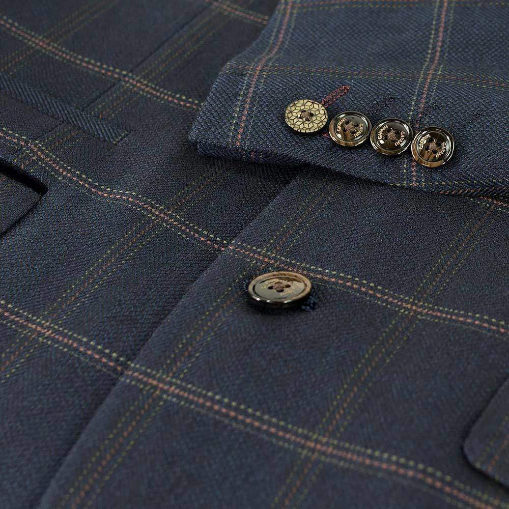 Connall Navy Slim Fit Tweed Blazer for Men - Classic Business & Formal Jacket - Perfect for Office, Weddings & Special Occasions