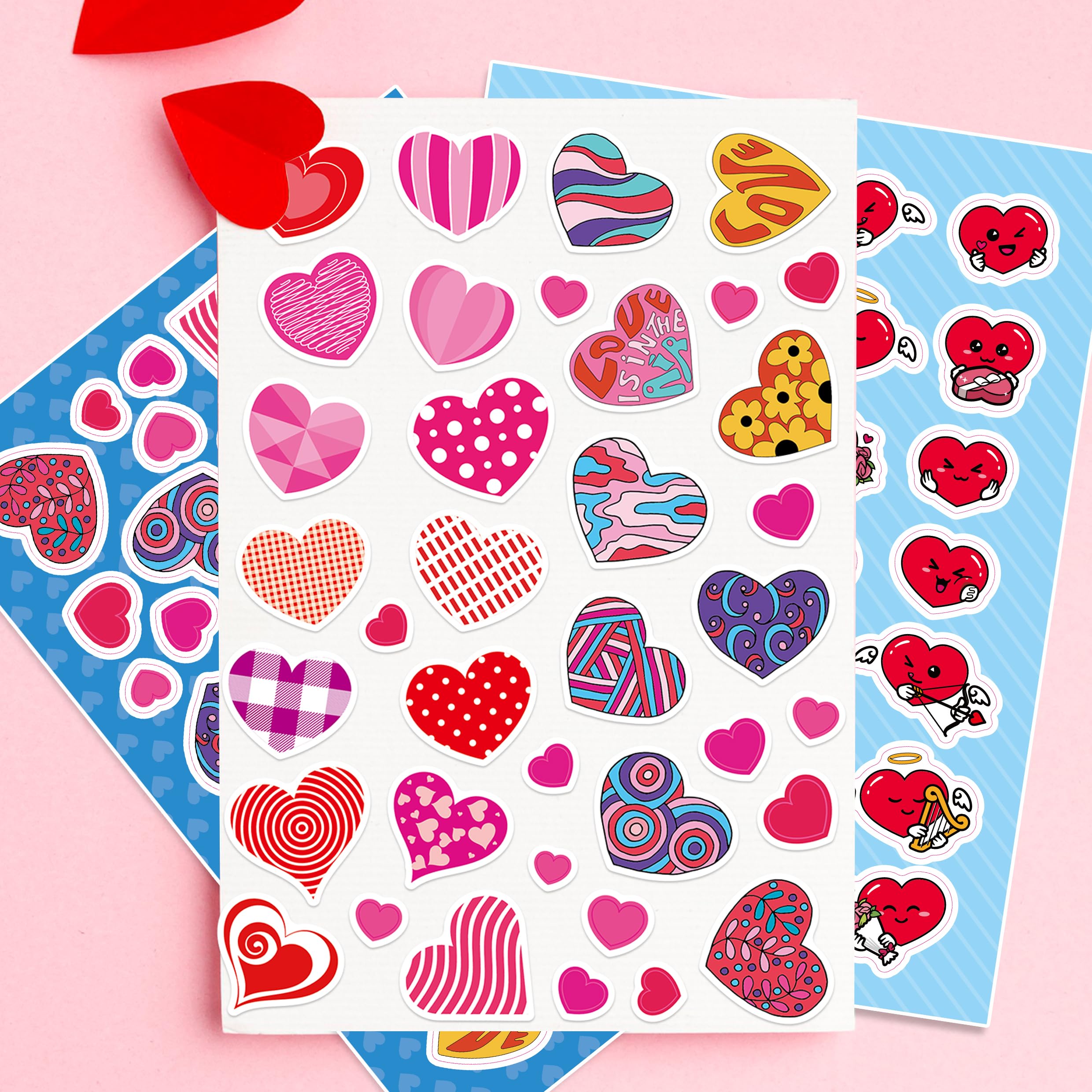Valentine's Day Stickers for Kids - 36 Sheets Heart Love Stickers, Scrapbooking & Craft Supplies, Classroom Party Decorations, Teacher Rewards (1062PCS) - Perfect for DIY Cards, Gift Wrapping & School Projects