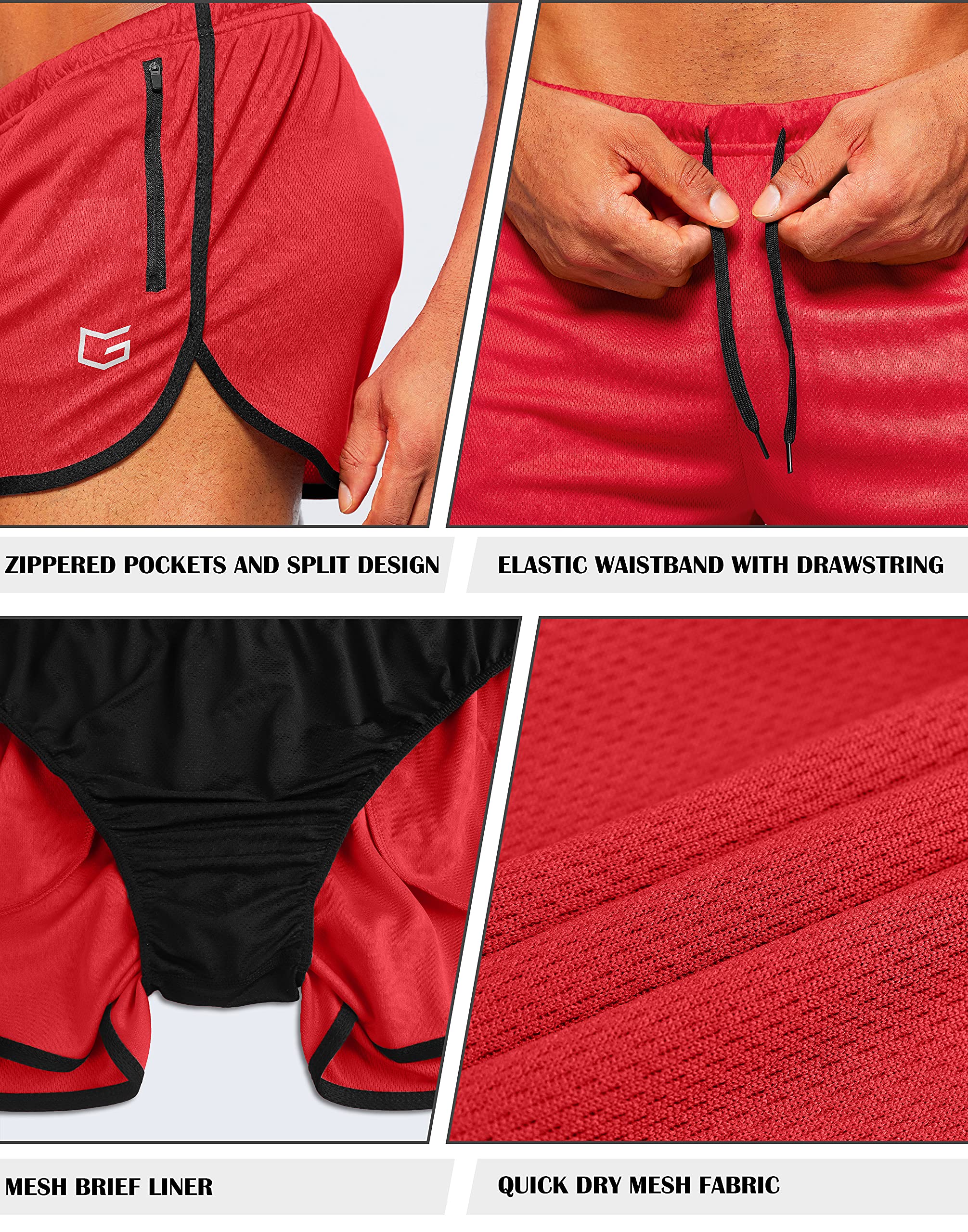 Men's 3 Inch Running Shorts - Quick Dry Gym & Athletic Jogging Shorts with Zipper Pockets - Lightweight Workout Shorts for Running, Training & Outdoor Sports