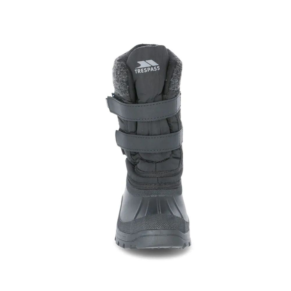 Trespass Strachan II Kids Snow Boots - Waterproof Winter Boots for Boys & Girls, Black - Perfect for Snow Play, Sledding & Cold Weather Adventures