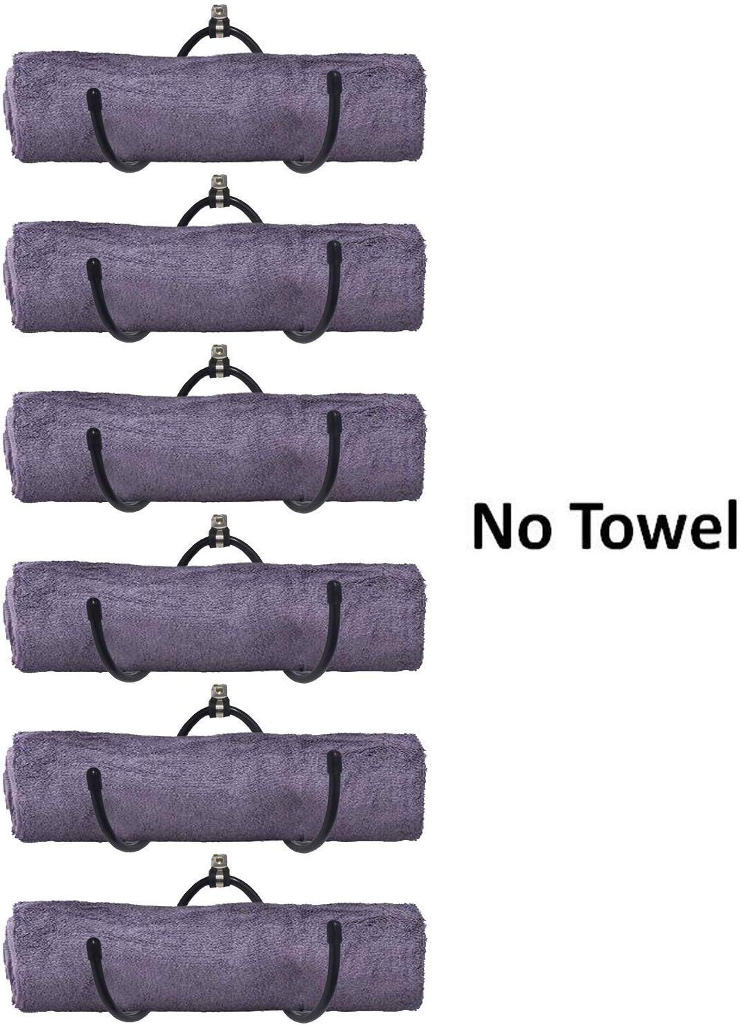 6-Pack Adjustable Wall Mount Wine & Towel Rack - Flexible Metal Bottle & Glass Holder with Rubber Protection (No Scratches) - Home Kitchen Decor & Storage Solution for Bars, Restaurants, and Modern Homes