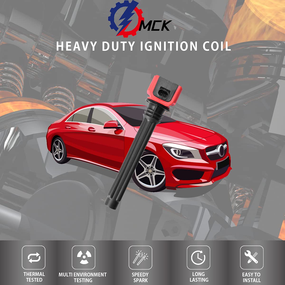 6-Pack MCK High Performance Ignition Coil Set Compatible with Chrysler Dodge Jeep Ram Volkswagen 3.2L 3.6L V6 (2011-2020) - Fits Town & Country, Avenger, Challenger, Charger, Durango, Wrangler 1500/2500, Routan - Improves Engine Power & Fuel Efficiency for Smooth Driving