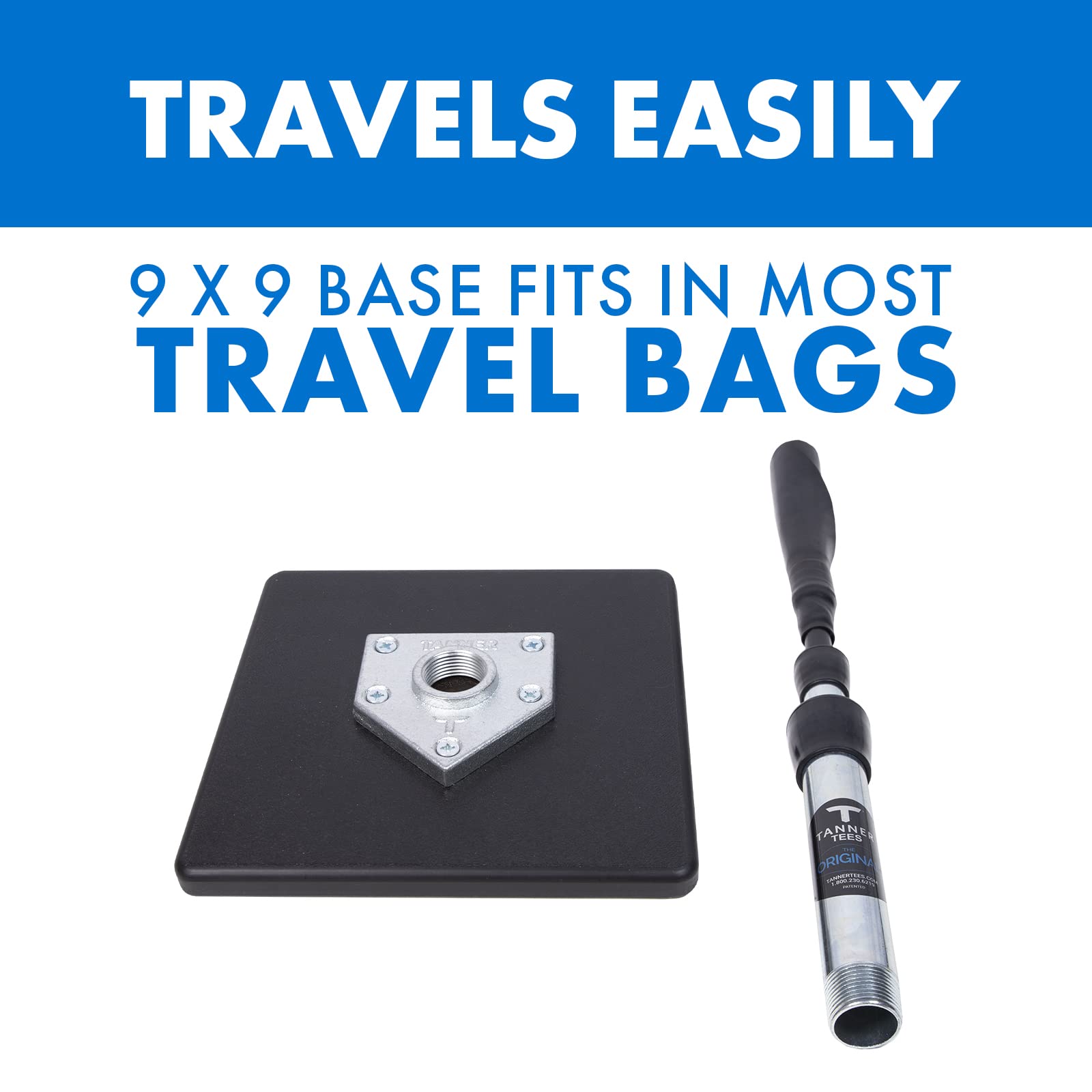Tanner Tee - Original Professional Baseball & Softball Batting Tee for Adults | Weather-Resistant Composite Base, Hand-Rolled Flexible Rubber Ball Rest | Adjustable Height 26