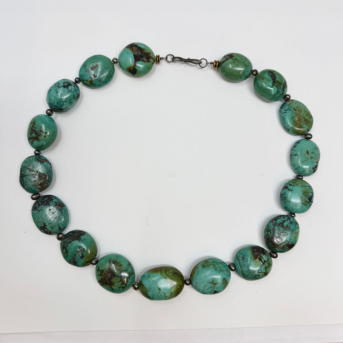 19 Turquoise Oval Bead Necklace for Women - Handmade Boho Jewelry - Perfect for Casual Wear, Beach Outfits & Festivals