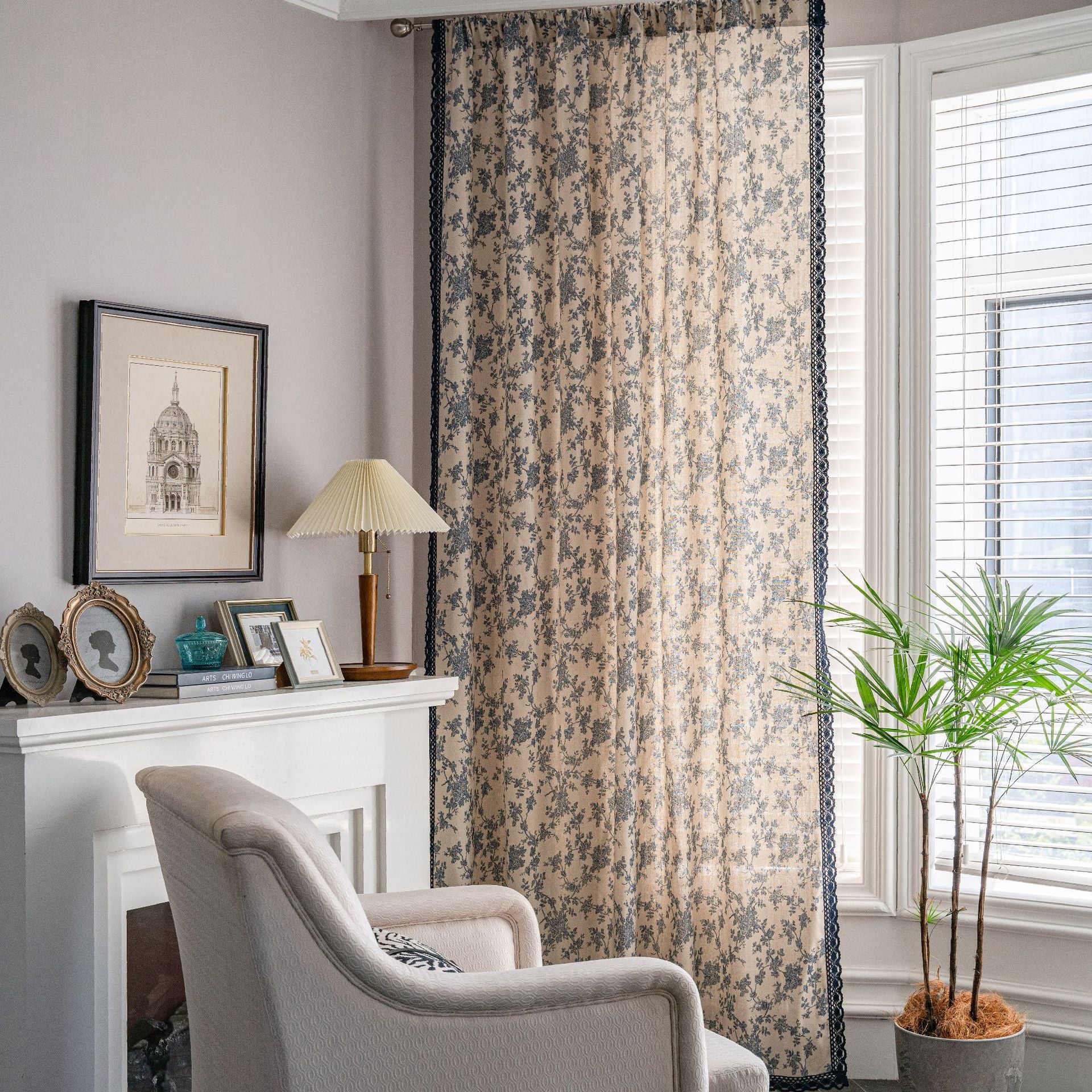 Selena Floral Light Filtering & Blackout Custom Curtains - Blue Window Drapes for Bedroom, Living Room & Nursery - Soft Fabric, Noise Reducing, Energy Efficient