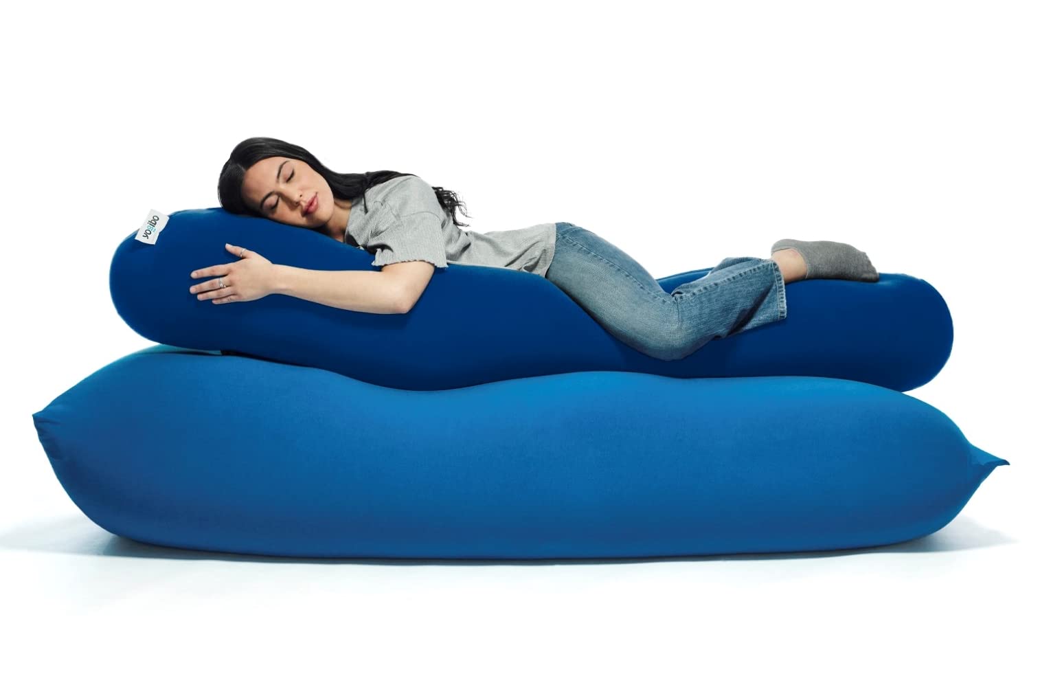 Yogibo Roll Body Pillow - Ultra Soft Micro-Bead Filled Support for Side Sleepers, Pregnancy Comfort & Lounge Sitting - Multi-Functional for Adults & Kids (Blue) | Perfect for Bed Rest, Nursing Support & Home Theater Relaxation