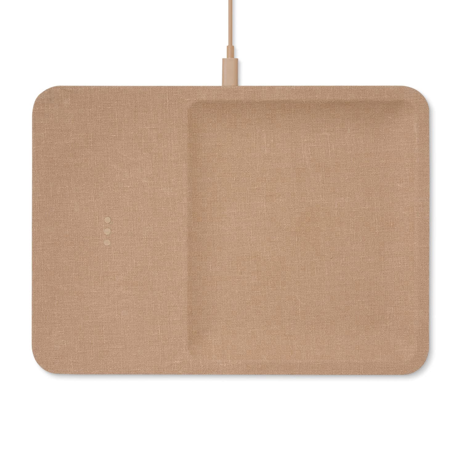 Courant Catch:3 Belgian Linen Wireless Charging Station & Valet Tray (Camel) - Fast Qi-Certified Charger for iPhone 16/15/14/13/12/11/X/SE, Galaxy S24/S23/S22/S21/S20/Note, AirPods Pro - Perfect for Nightstand, Office Desk, and Gift Giving
