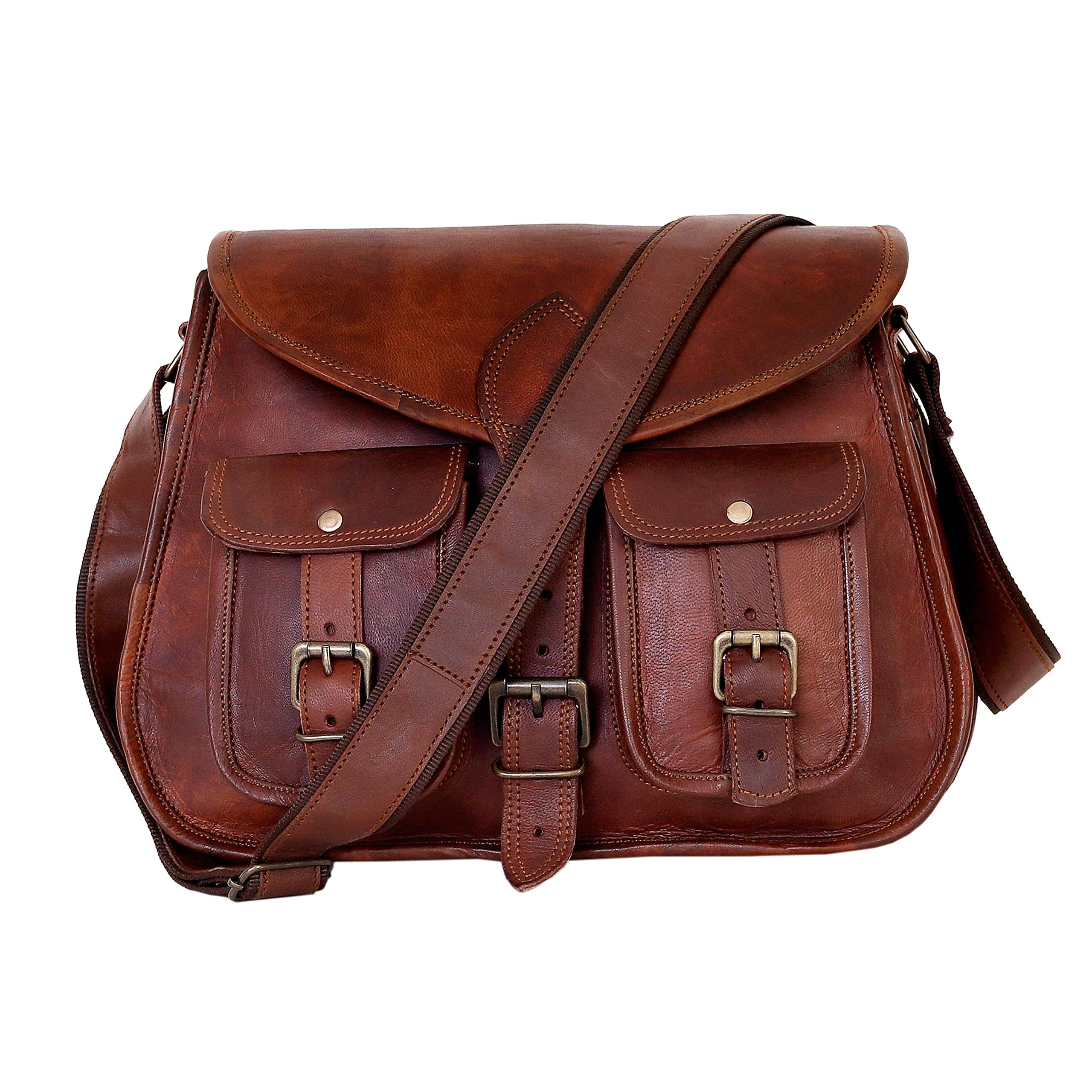 Ruzioon Genuine Goat Leather Crossbody Bag for Women - Stylish Shoulder Purse & Travel Satchel in Brown | Perfect for Daily Use, Shopping & Weekend Getaways