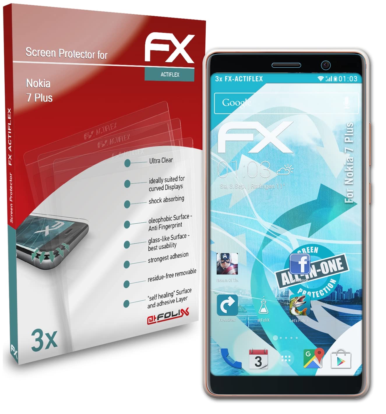 Nokia 7 Plus Screen Protector (3-Pack) - Ultra Clear Flexible Film FX | Anti-Scratch & Bubble-Free Protection for Everyday Use & Gaming