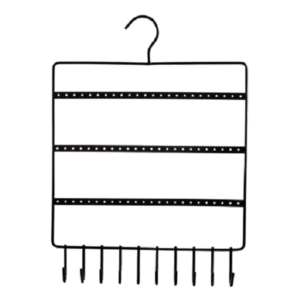Wall Mounted Jewelry Organizer - Earrings, Necklace & Ring Display Shelf for Storage & Showcase - Black - Perfect for Bedroom, Bathroom & Closet Organization