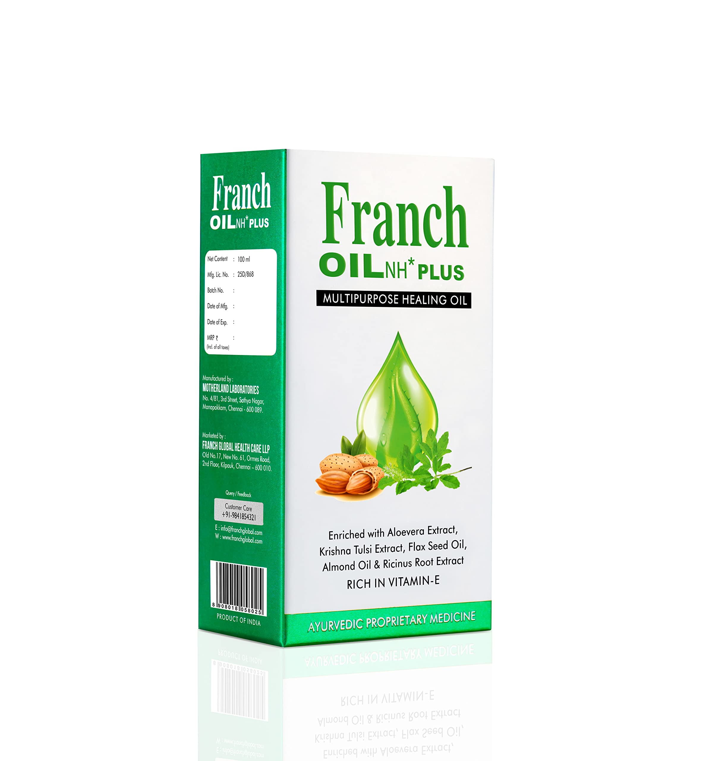 Franch Oil NH* Plus | Multipurpose Healing Oil for Stretch Marks, Small Burns, Scars & Pain Relief - 100ml | Natural Skin Care & Muscle Ache Solution for Daily Use