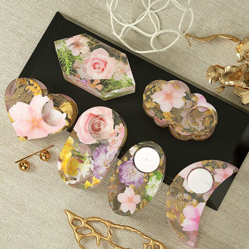 6Pcs Tealight Candle Holder Silicone Molds for Resin & Epoxy - DIY Home Decor Craft Supplies for Wedding, Party, and Holiday Centerpieces