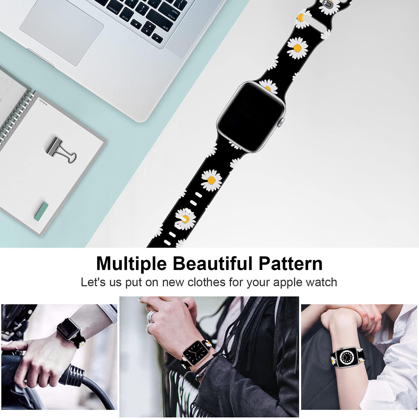 Premium Soft Silicone Apple Watch Bands for Series SE/6/5/4/3/2/1 - 38mm 40mm 42mm 44mm Sport Replacement Strap for Men & Women | Sweatproof Comfortable Wristband for Gym, Running & Everyday Wear
