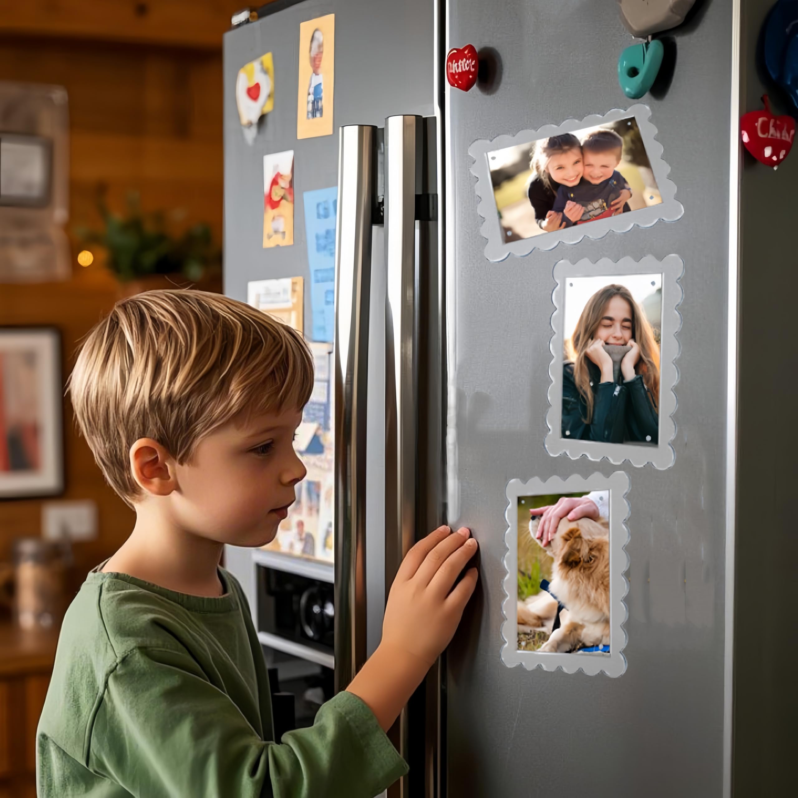 3 Pack 4x6 Magnetic Photo Frames - Clear Acrylic for Refrigerator & Desktop Display