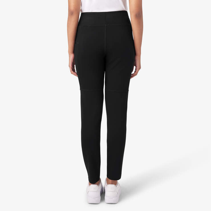 Women's High Waist Double Pocket Leggings - Black Yoga Pants for Running, Workout & Everyday Wear