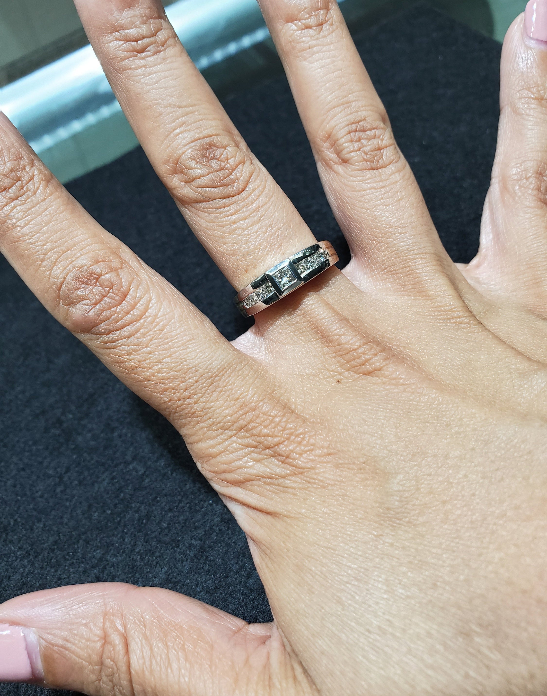 Two-Toned Princess Cut Diamond Wedding Band for Women – Elegant Bridal Ring for Engagement, Anniversary & Special Occasions