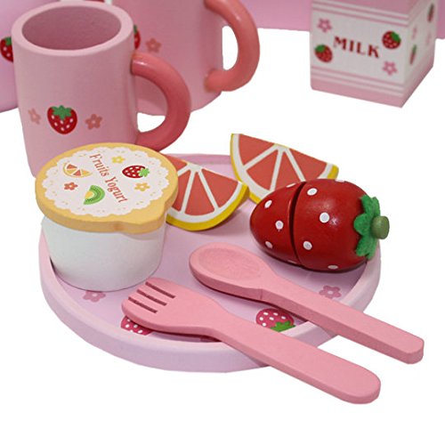 Complete Healthy Breakfast Wooden Play Food Set - 24-Piece Pretend Play Toy for Kids, Montessori Learning, Kitchen Role Play - Perfect for Preschool, Daycare & Home Playtime