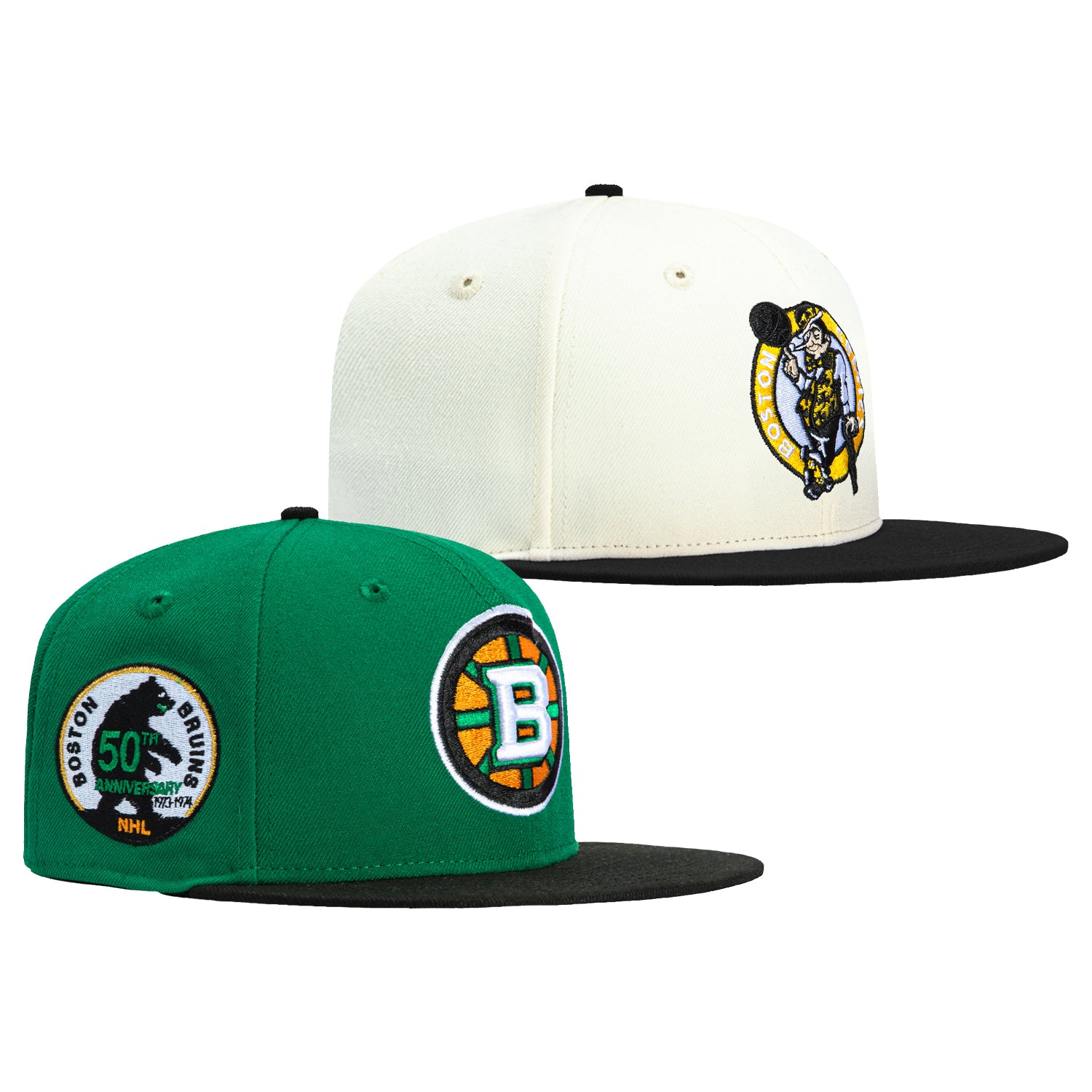 New Era 59Fifty NBA x NHL Crossover Boston Pack Snapback Hat - Official Licensed Sports Cap for Basketball & Hockey Fans - Perfect for Game Day, Streetwear & Collectors