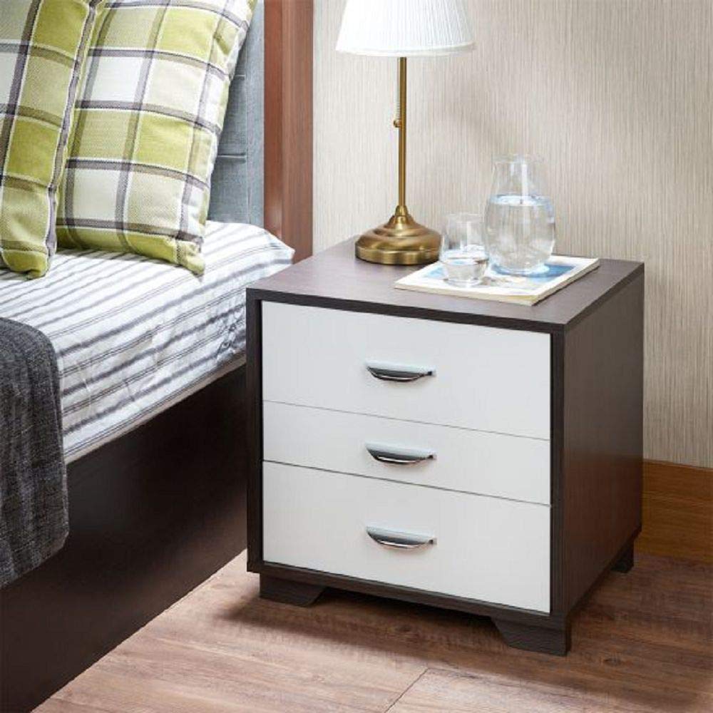 Modern Nightstand with Storage - White & Espresso Wooden Bedside Table for Bedroom, Living Room, or Office - Perfect for Holding Lamps, Books, and Bedroom Essentials