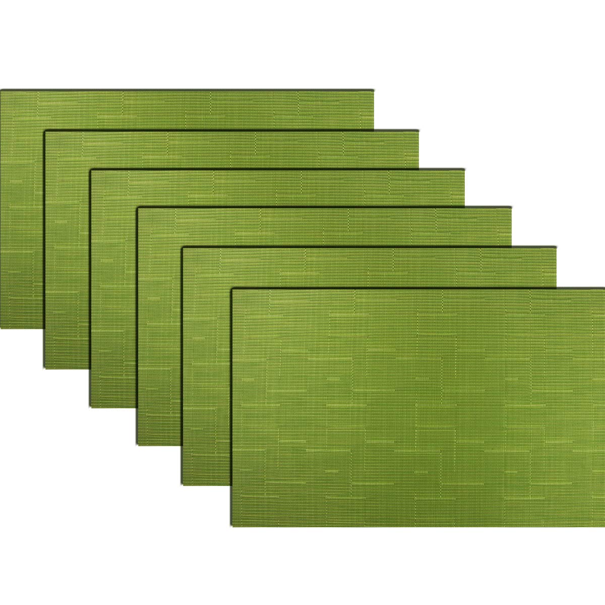 Premium Washable Vinyl Woven Placemats - Set of 6 Elegant Heat-Resistant Table Mats (18