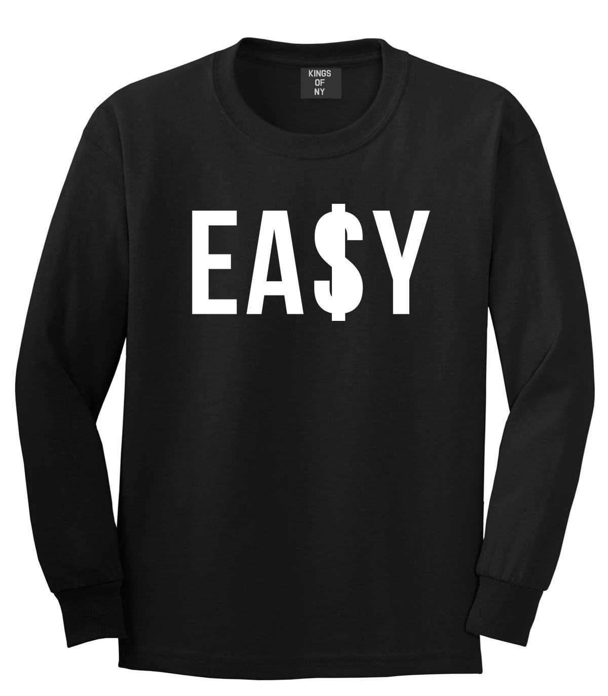 Kings Of NY Easy Money Big High Cool Black Long Sleeve T-Shirt for Men - Streetwear Fashion Hip Hop Urban Style Outfit