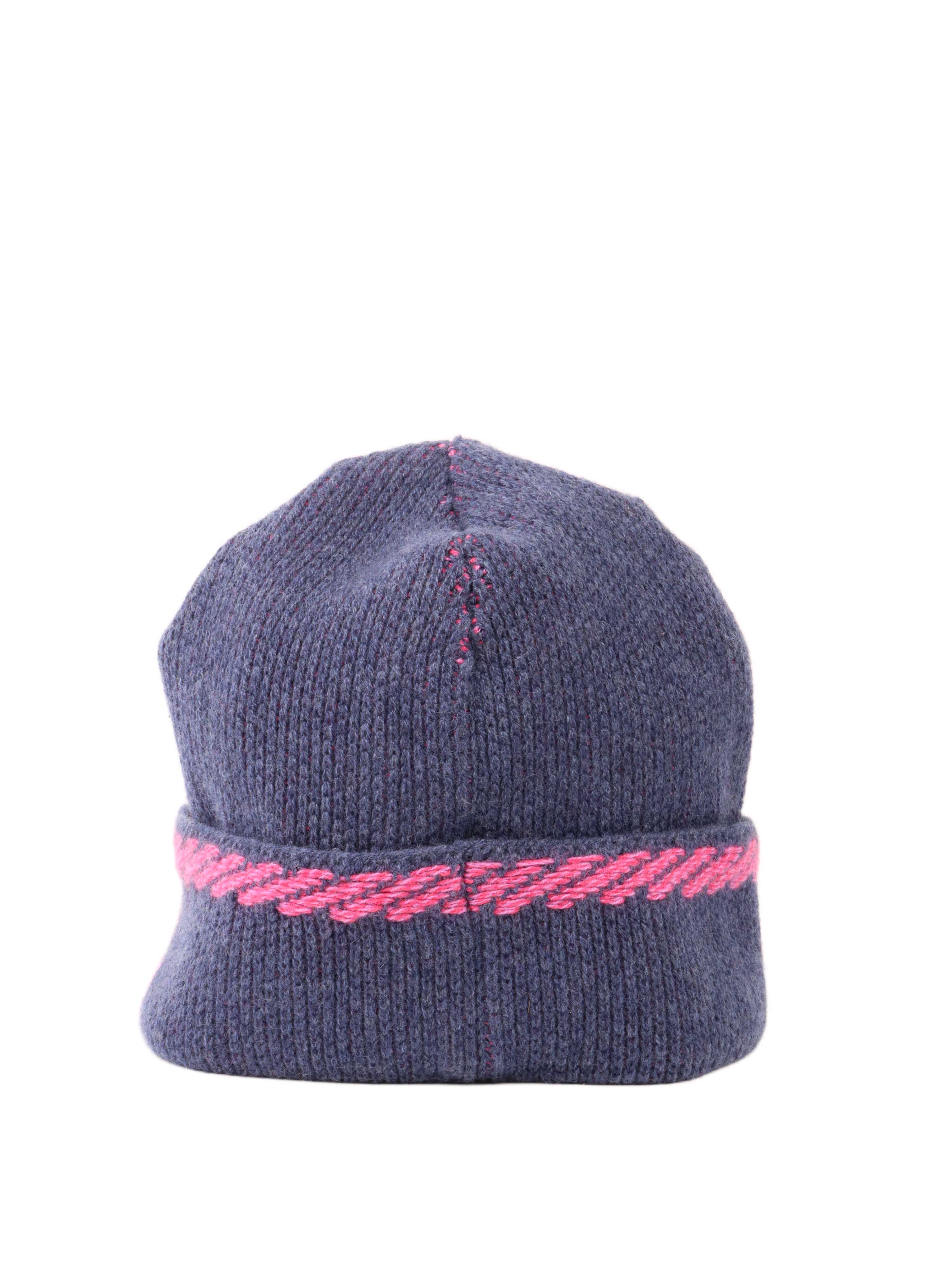 Chanel Navy and Fuchsia Beanie - Luxury Cashmere Winter Hat for Women - Perfect for Skiing, Snowboarding & Cold Weather Fashion