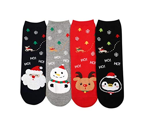 4 Pack Crew Socks - Ho Ho Christmas