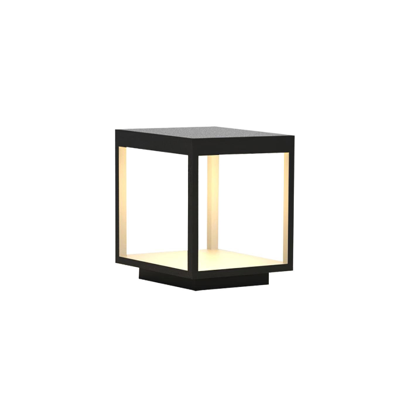 Square Frame Post Outdoor Light - Modern Black Metal LED Landscape Lighting for Driveway, Garden, Pathway - Weatherproof & Energy Efficient