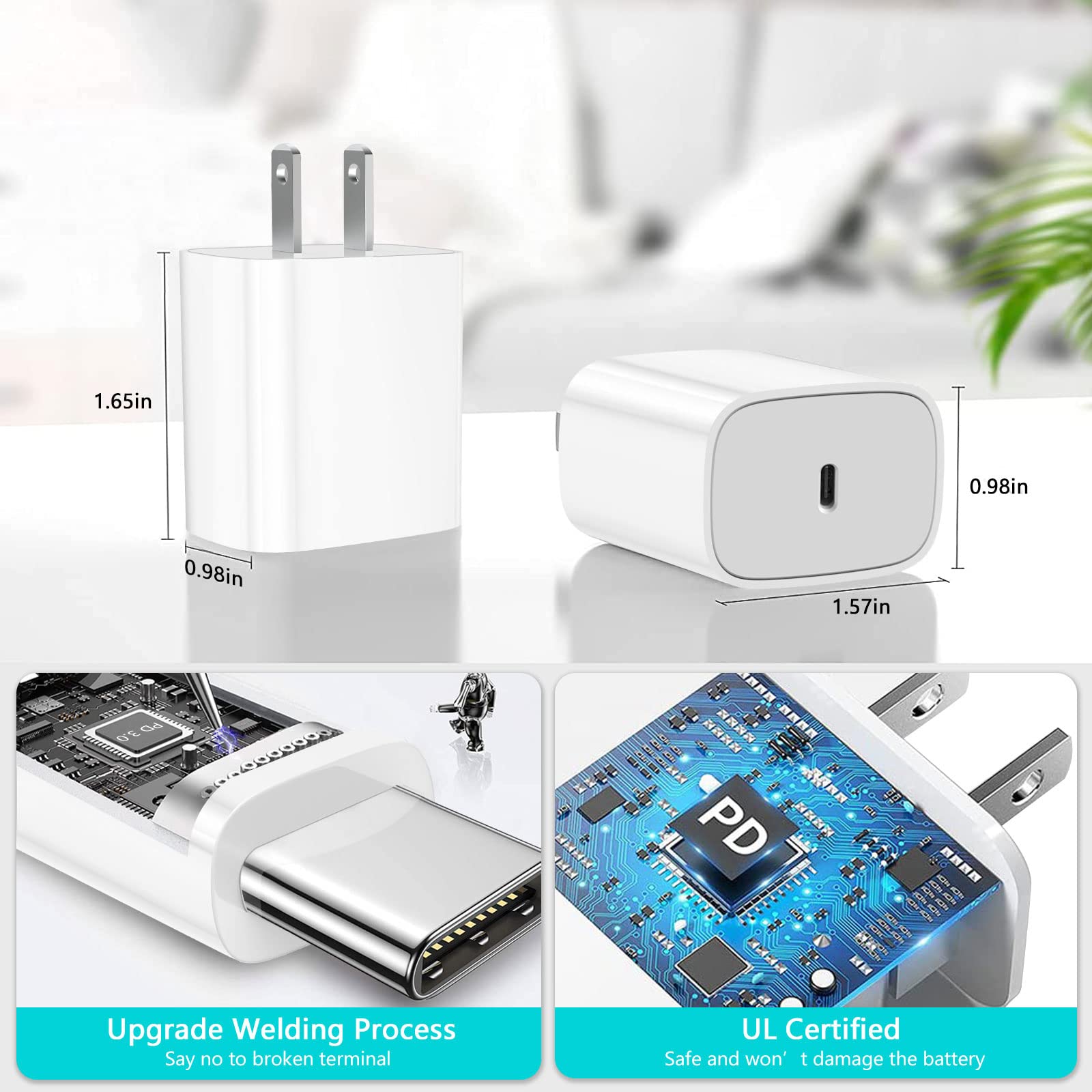 20W USB C Fast Charger for iPad Pro 12.9/11 inch, iPad Air, iPad Mini & iPhone 15 | 10FT Long Fast Charging Cable | Perfect for Home, Office & Travel Charging