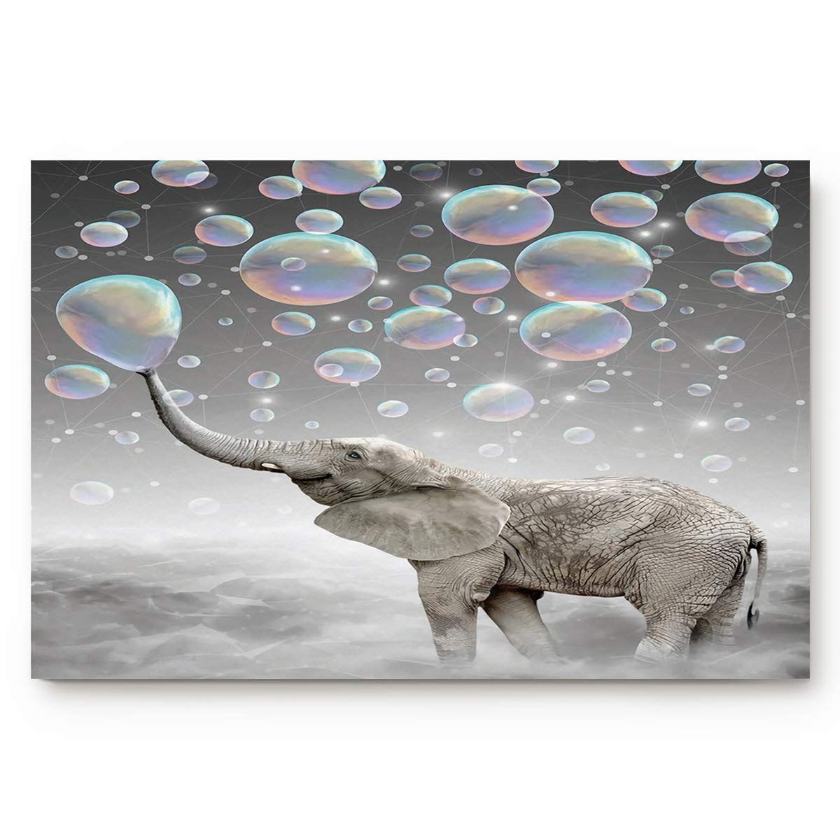 Non-Slip Cute Elephant Blowing Bubbles Doormat - 23.6x15.7 Inch Grey Indoor Entryway Rug for Bathroom, Kitchen, Bedroom & Home Decor | Perfect for Welcoming Guests & Adding Playful Style