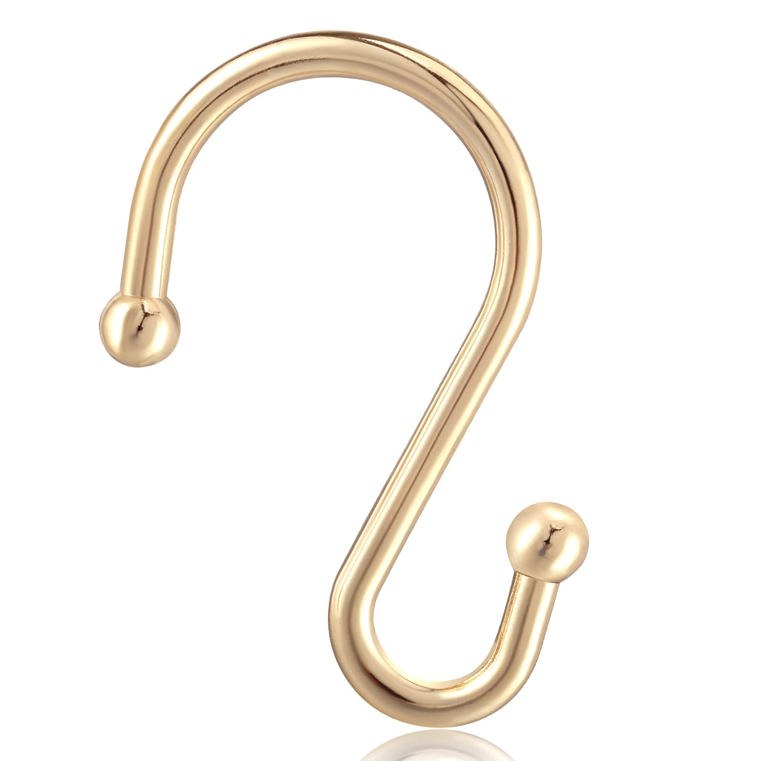 12-Pack Rust-Proof S-Shaped Shower Curtain Hooks - Decorative Gold Metal Rings for Bathroom, Closet & Home Organization - Multi-Purpose Hangers for Towels, Robes & Clothes