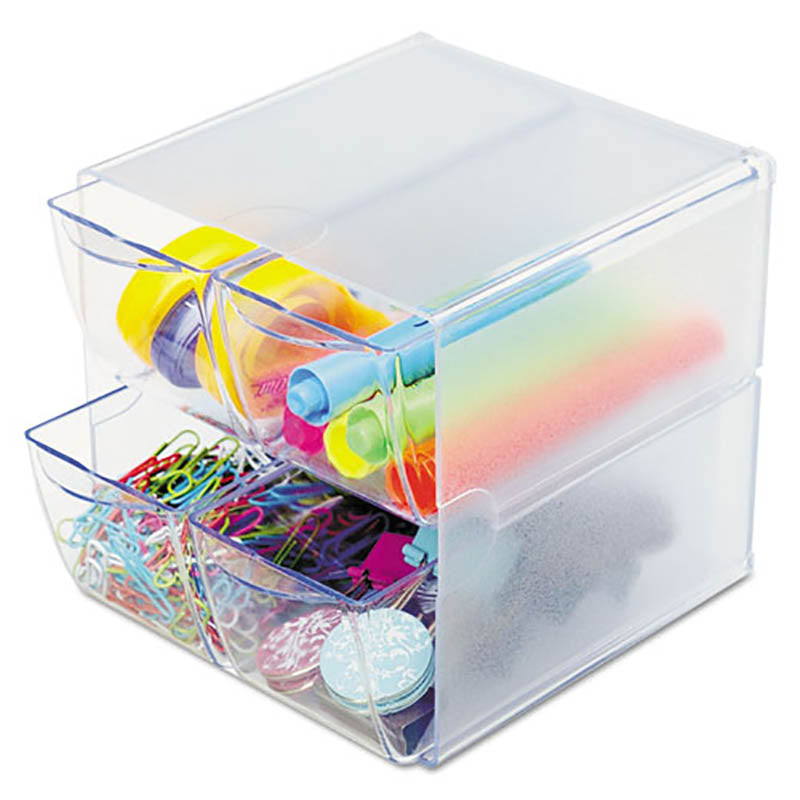 Clear Stackable Desktop Cube Organizers - Stylish Storage Solution for Office, Home & Dorm Organization | Perfect for Files, Books & Office Supplies