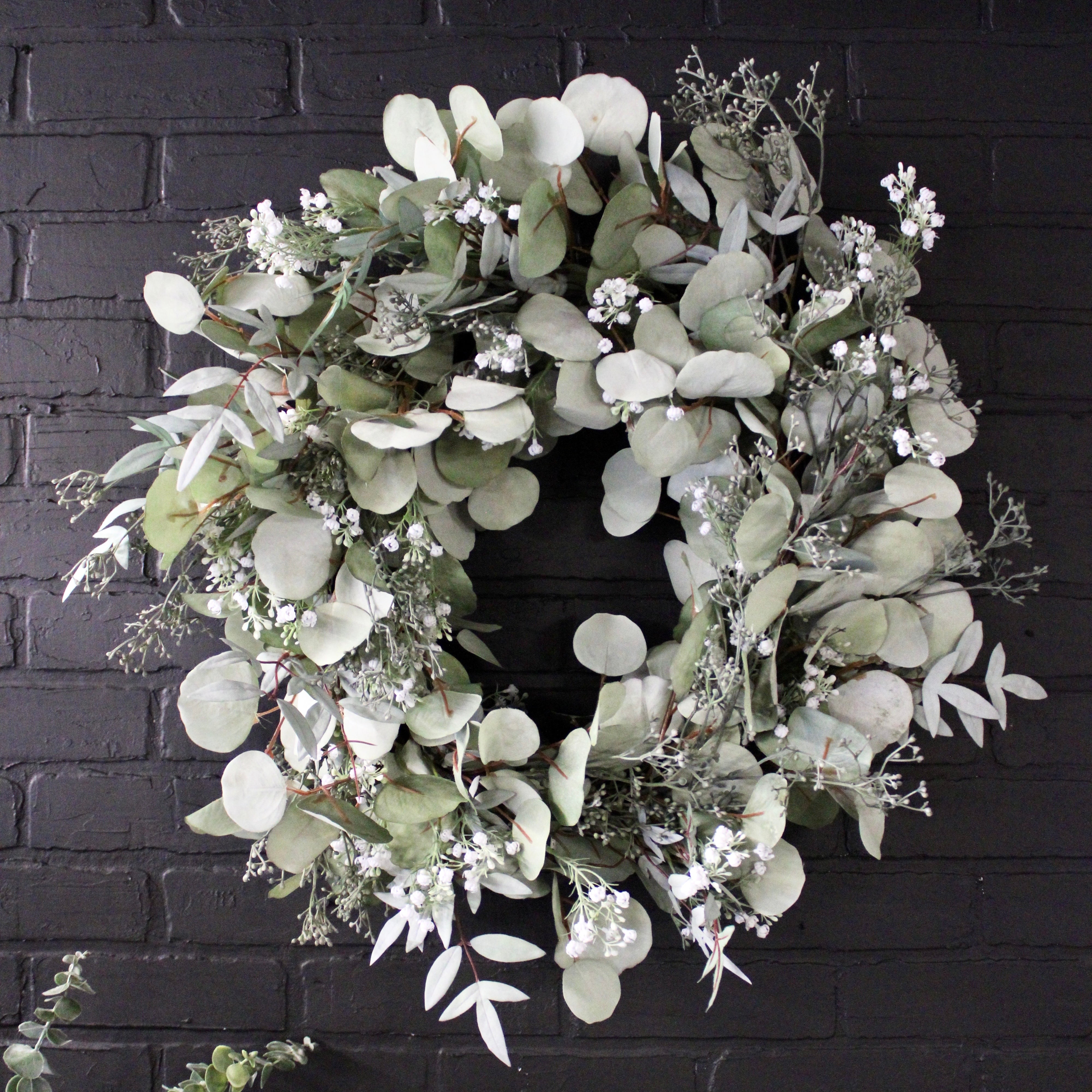 Eucalyptus & Baby’s Breath Wreath - Handmade Floral Wreath for Home Decor, Wedding, Front Door, and Seasonal Decorations